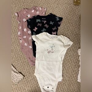 Petit Lem Butterfly and Floral Bodysuit Set - Black, Pink, and White